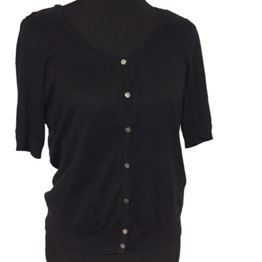 Talbots Black Silk Pearl Button Up Top Size S